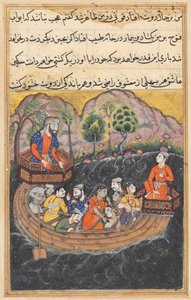 鹦鹉图蒂-纳玛人的故事中的书页：48夜：巴格达的年轻人...，c。 1560。 作者 不明