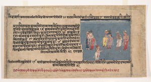 来自分散的Bhagavata Purana的页面 毗湿奴神的古代故事，约1630-50。 作者 不明