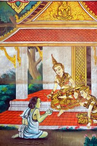 Painting depicting the life story of Shakyamuni Buddha. Wat Naxai. Vientiane. Laos, 20151106, Vientiane, Laos 作者 不明