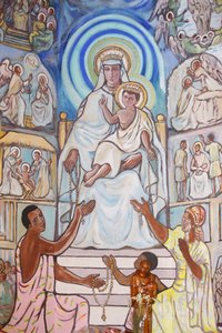 Painting in Lome cathedral : Virgin & child, Lome, Togo 作者 不明