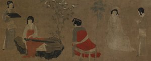 宫女调琴图，明代，1368-1644。 作者 不明