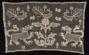 黑豹，鸟类和花卉图案面板，18-19世纪。 作者 不明