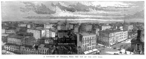 从市政厅顶部的芝加哥全景，1871年 作者 不明