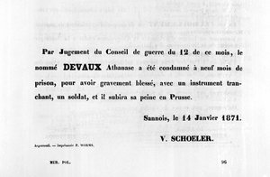 议会的判决，摘自1871年1月巴黎公社的法国政治海报 作者 不明
