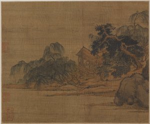 树林中的亭子，可能是明朝的，1368-1644年。 作者 不明