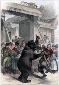 1877年在俄罗斯乡村表演熊 作者 不明