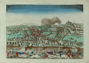 1793年10月里昂市被围困和轰炸的透视图，约1793年。 作者 不明