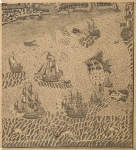 奥涅加湾的彼得大帝舰队，约1707年 作者 不明