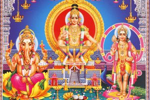 Picture of Hindu gods Ganesh, Ayappa & Subramania India 作者 不明