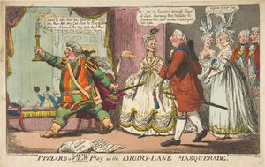 1799年6月11日，《 Pizzaro新剧》或《 Drury-Lane化妆舞会》。 作者 不明