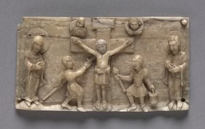 展示耶稣受难的便携式祭坛的牌匾，1050-1100年。 作者 不明