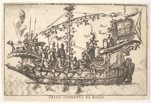 图版18：由巴克斯（Bacchus）领导的奥菲斯（Orpheus）由巴克斯（Bacchus）领导的奥菲欧（Orfeo），来自The magnifice ...，1664系列。 作者 不明