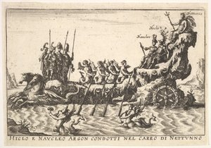 图版9：海神Hicleus和Naucleus在海神Hicleo e Naucleo Argo...的浮动中领航，1664。 作者 不明