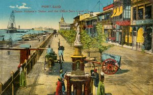 塞德港-维多利亚女王雕像和苏伊士运河公司办公室，c1918-c1939。 作者 不明