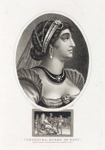 Portrait de Cleopatre (Thea Philopator, 69-30 avant JC), avec une scene decrivant son accession sur le trone d