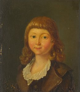 一个年轻男孩的肖像，约1790-1795。 作者 不明