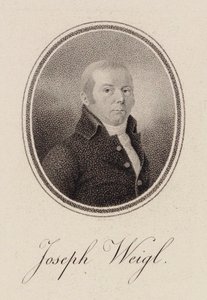大提琴家Joseph Franz Weigl 1740-1820的肖像，约1785年。 作者 不明