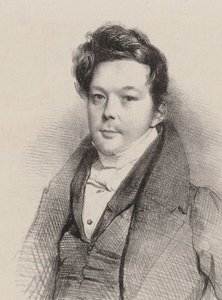 作曲家奥古斯特-马蒂厄-潘瑟隆1796-1859年的肖像，1820年。 作者 不明