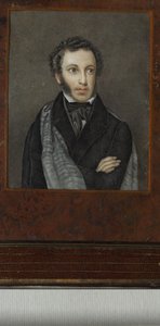 诗人亚历山大·谢尔盖耶维奇·普希金（1799-1837）的肖像，十九世纪第一季度。 作者 不明
