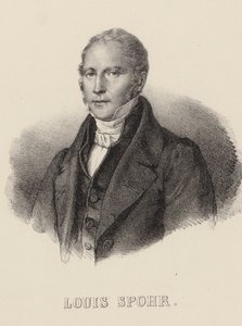小提琴家和作曲家路易斯-斯波尔1784-1859的肖像，约1840年。 作者 不明