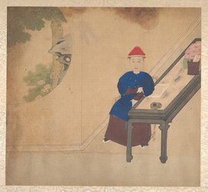满族家庭成员的肖像，十九世纪中叶。 作者 不明