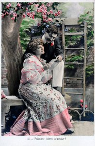 首映情书，老式的法国明信片，c1900 作者 不明