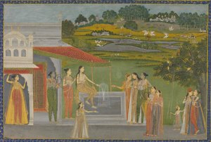 公主们聚集在喷泉边，约1770年。 作者 不明