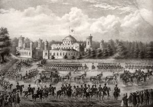 1825年，1826年加冕典礼上，沙皇尼古拉一世从彼得罗夫斯基宫进入圣母安息大教堂 作者 不明