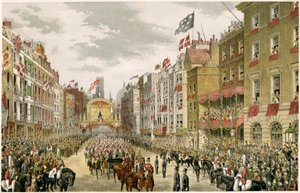 伦敦威斯敏斯特大街上的游行，1863年 作者 不明