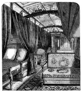 联合太平洋铁路上的铂尔曼卧铺车，c1869 作者 不明