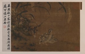 鹌鹑和小米，明朝，1368-1644。 作者 不明