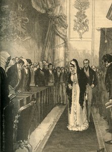 卡罗琳王后在1820年至1890年在伦敦威斯敏斯特受审期间进入上议院。 作者 不明
