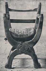 玛丽皇后椅在温彻斯特大教堂。公元1554年，1928年 作者 不明