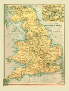 英格兰和威尔士铁路地图，1902年。 作者 不明