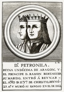 Raimond Berenger IV of Barcelona and Petronilla Queen of Aragon, engraving. 作者 不明