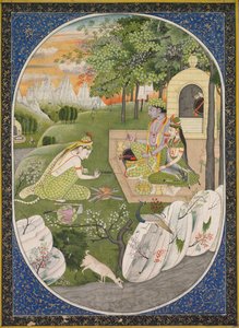 罗摩（Rama），西塔（Sita）和拉克萨玛娜（Lakshmana）在森林中，摘自上帝罗摩衍那故事（Ramayana Tales）。 1830年。 作者 不明