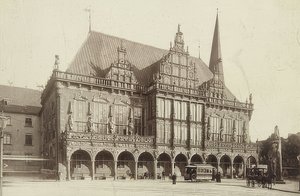 不来梅市政厅。 1900年左右 作者 不明