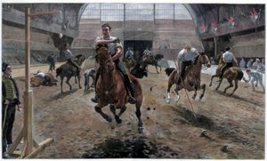 1886年在伦敦伊斯灵顿的农业大厅为皇家军事锦标赛进行排练 作者 不明