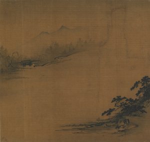 雾中的河流景观，14世纪。 作者 不明