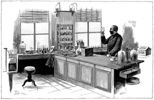 罗伯特·科赫（Robert Koch 1843-1910），德国细菌学家和医师在他的实验室 作者 不明