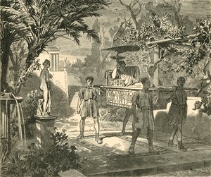 罗马花园场景，1890年。 作者 不明