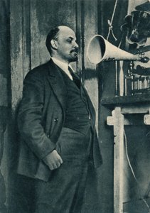俄国布尔什维克领导人弗拉基米尔·列宁在1919年在俄罗斯莫斯科克里姆林宫的广播录音中 作者 不明