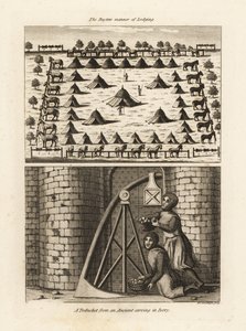 Ruyters cavalry encampment and a trebuchet from an ancient carving in ivory 作者 不明