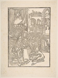 圣热罗姆（Saint Jerome）从狮子脚上摘取刺，里昂，1508年。 作者 不明