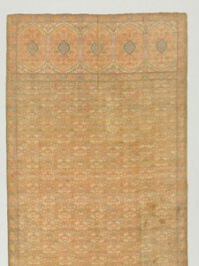 扇动与花田和端板在金地面上，1700年代。 作者 不明