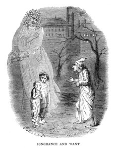 查尔斯·狄更斯（Charles Dickens）的《圣诞颂歌》中的场景，1843年 作者 不明