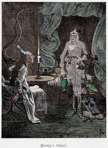 查尔斯·狄更斯（Charles Dickens）的《圣诞颂歌》中的场景，1843年 作者 不明