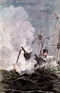 朱尔斯·凡尔纳从地球到月球的场景，1865年 作者 不明