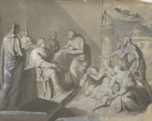 赠送圣人遗物的场景，正面是一个女人的头像，1800-1900年。 作者 不明