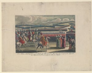 土耳其人苏丹·塞利姆三世（Selim III）欢迎他对农村地区的新步兵进行审查 作者 不明